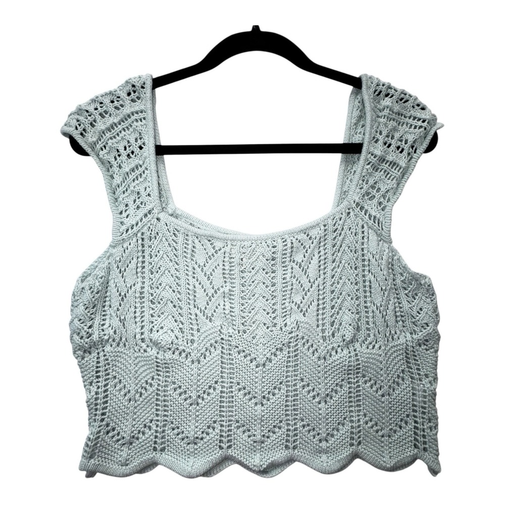 Aéropostale Crocheted Square-Neck Crop Top Light Blue "Spirit Blue" Color Sz XL